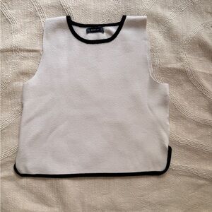 Zara white layering vest Top with Black Trim